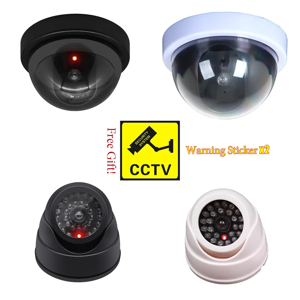 Wireless Black/White Dummy Camera Fake Plastic Dome CCTV Security Camera With Flashing Led Surveillance System Indoor Outdoor