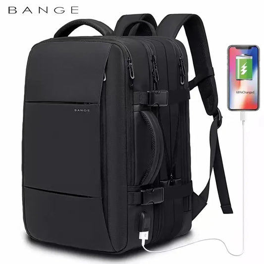 BANGE Reiserucksack Herren Business Rucksack Schule Erweiterbare USB-Tasche Große Kapazität 17,3 Laptop Wasserdichter Moderucksack