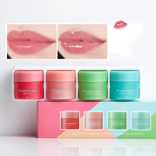 8g 4 stücke Lippen balsam Reparatur Mini Set neue Lippen Schlaf maske duftend nahrhaft feuchtigkeit spendend entfernen abgestorbene Hautpflege produkte