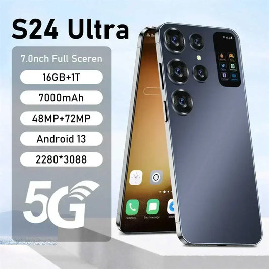 Original S24 Ultra 7.0inch Smartphone 16GB+1TB Cell Phone Dual Sim Celulares Android Mobile Phones Face Unlock 7000mAh Cellphone