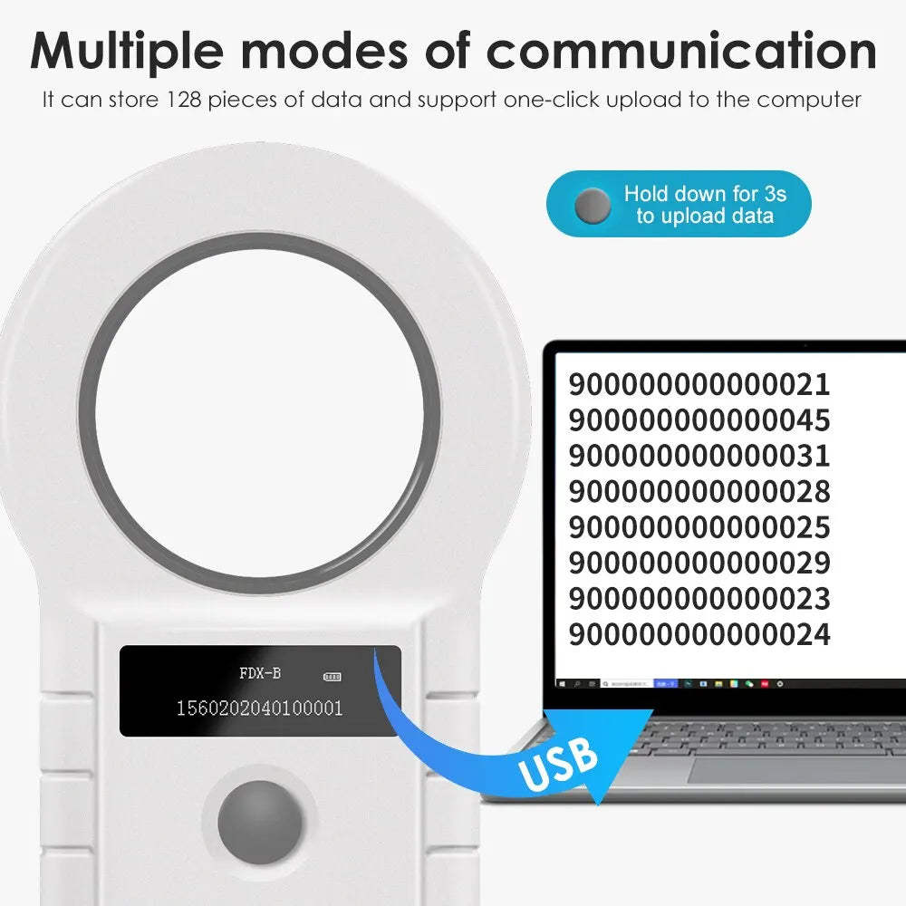 134,2 kHz rfid Tier leser 15 Ziffern 125kHz Haustier-ID-Scanner emid FDX-B iso/85 Mikrochip-Tag-Registrierung für Haustiere (Katzen, Hunde, etc.)