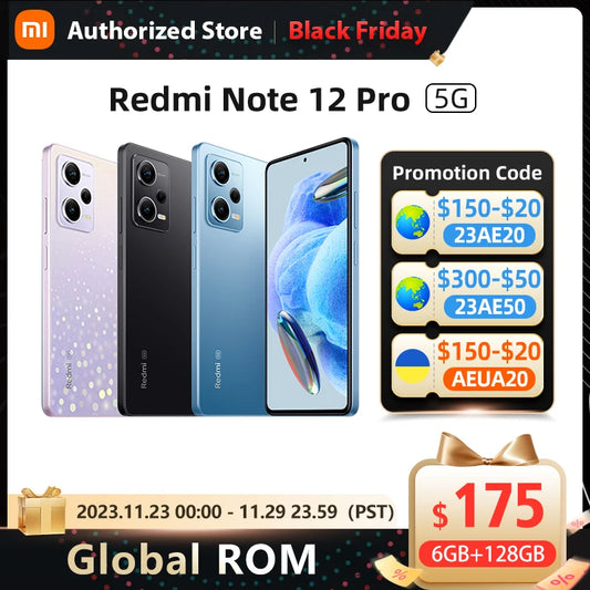 Global ROM Xiaomi Redmi Note 12 Pro 5G Smartphone MTK Dimensity 1080 6.6'' OLED Display 50MP Camera 5000mAh 67W Fast Charge